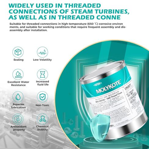Molykote 1000 Anti-Seize Paste 1kg High Temperature Solid Lubricant for Bolted Metal Joints Chains Prevents Jamming Loosening aCorrosion High Load Carrying Capability Nickel Free in Kuwait