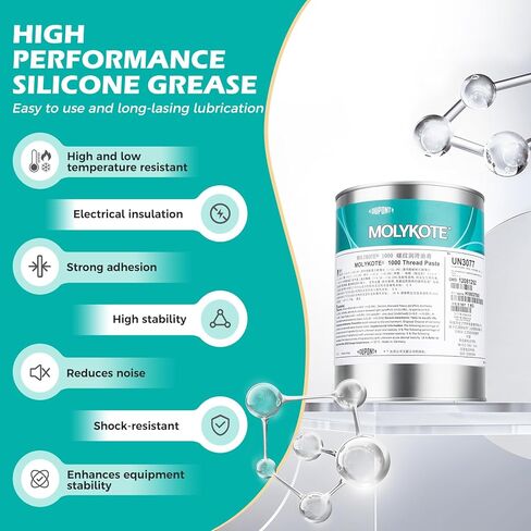 Molykote 1000 Anti-Seize Paste 1kg High Temperature Solid Lubricant for Bolted Metal Joints Chains Prevents Jamming Loosening aCorrosion High Load Carrying Capability Nickel Free in Kuwait