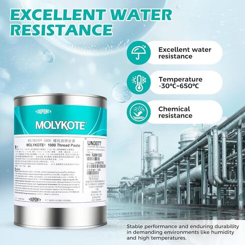 Molykote 1000 Anti-Seize Paste 1kg High Temperature Solid Lubricant for Bolted Metal Joints Chains Prevents Jamming Loosening aCorrosion High Load Carrying Capability Nickel Free in Kuwait