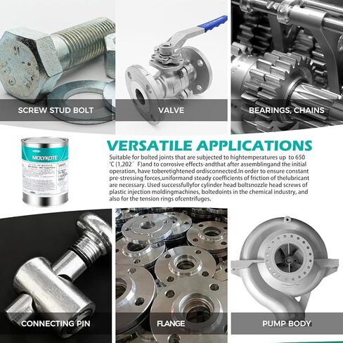 Molykote 1000 Anti-Seize Paste 1kg High Temperature Solid Lubricant for Bolted Metal Joints Chains Prevents Jamming Loosening aCorrosion High Load Carrying Capability Nickel Free in Kuwait