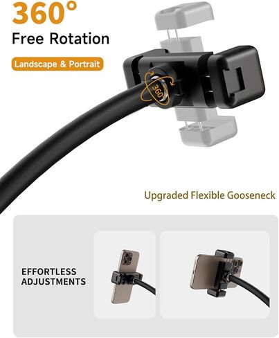 حامل هاتف معقوف لحامل الميكروفون، حامل هاتف مع حامل ميكروفون قابل للتعديل 360 درجة مع ذراع معقوف قابل للإزالة مقاس 17.1 بوصة، متوافق مع الهواتف الذكية مقاس 4-7 بوصات، لأداء الموسيقى والتسجيل والبث المباشر in Kuwait