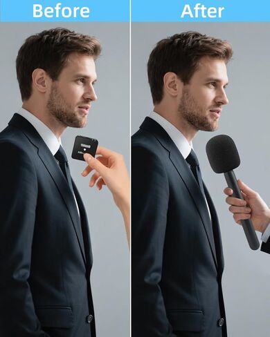 مقبض ميكروفون، حامل ميكروفون لـ DJI/DJI Mini، Rode Wireless GO، Hollyland Lark/Lavalier، محول محمول لميكروفون المقابلة اللاسلكية، لمدونات الفيديو، والمقابلات، والبودكاست، والتقارير (حزمة واحدة) in Kuwait