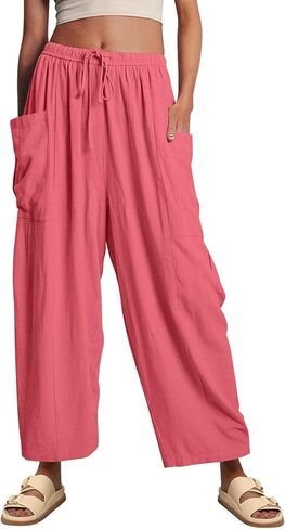 YKR بنطال ذو قصة أرجل واسعة امرأة عادية فضفاضة خفيفة الوزن شاطئ بالازو سراويلي حريمي سروال فلوي 2025 in Kuwait