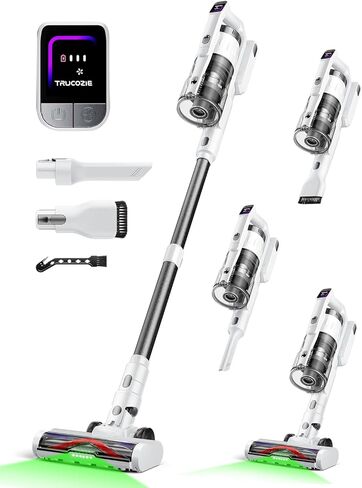 مكنسة كهربائية لاسلكية للمنزل، مكنسة كهربائية مطورة بقوة 60 كيلو باسكال لشعر الحيوانات الأليفة مع وقت تشغيل 70 دقيقة، ضوء LED أخضر للأرضيات الصلبة والسجاد، مكنسة كهربائية قائمة بذاتها قابلة لإعادة الشحن، وردي فاتح in Kuwait