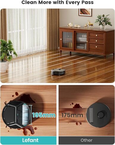 Lefant Robot Vacuum and Mop, 18000Pa Strong Suction, Self-Cleaning Roller Mop with Auto Drying, LiDAR Navigation & Obstacle Avoidance, Tangle-Free Pet Hair, Slim, 800ml Dustbin, 5G WiFi, M210 Pro OMNI in Kuwait