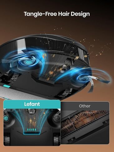 Lefant Robot Vacuum and Mop, 18000Pa Strong Suction, Self-Cleaning Roller Mop with Auto Drying, LiDAR Navigation & Obstacle Avoidance, Tangle-Free Pet Hair, Slim, 800ml Dustbin, 5G WiFi, M210 Pro OMNI in Kuwait