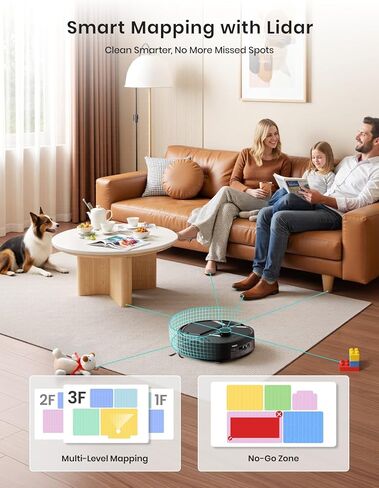 Lefant Robot Vacuum and Mop, 18000Pa Strong Suction, Self-Cleaning Roller Mop with Auto Drying, LiDAR Navigation & Obstacle Avoidance, Tangle-Free Pet Hair, Slim, 800ml Dustbin, 5G WiFi, M210 Pro OMNI in Kuwait