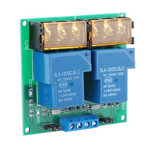 2 Channel Relay Module 30A DC 12V with 5V Control Optocoupler Isolation for Automotive Home Automation Projects in Saudi Arabia