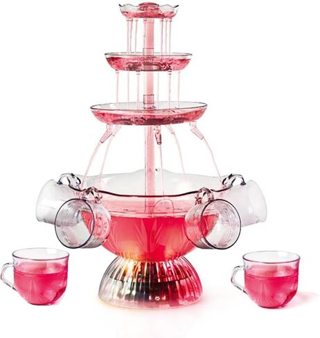 3-Tier Electric Cocktail Fountain Drink Machine with LED Base & 5 CupsTier Cocktail MachineElectric Champagne Fountain Drink Dispenserv for Wedding Celebration Home Bar in Saudi Arabia