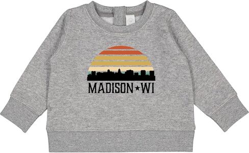 سترة الأطفال Inktastic Madison Wisconsin Skyline Retro Sunset للأطفال in Kuwait