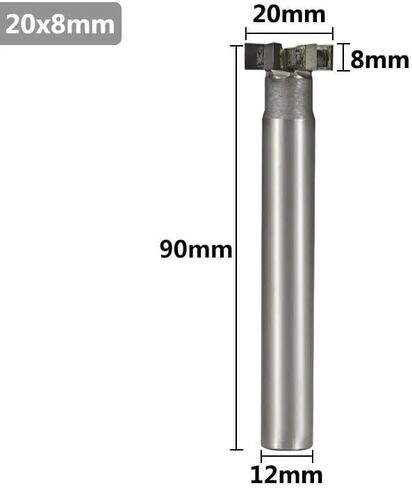 1 قطعة T فتحة قاطعة المطحنة 12-25 مللي متر كربيد نهاية المطاحن مستقيم عرقوب المعادن CNC راوتر بت أداة (20x8Hx12Dx90L) in Kuwait