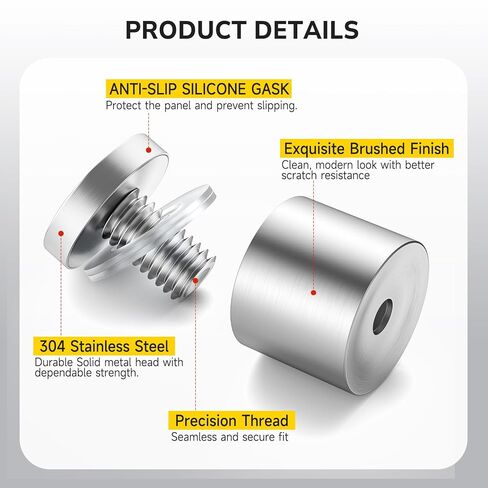 8 PCS Stainless Steel Standoff Screws (1 in. Dia x 1 in. L), Wall Stand Off Mounting Hardware Advertising for Acrylic Sign Holder, Silver in Kuwait