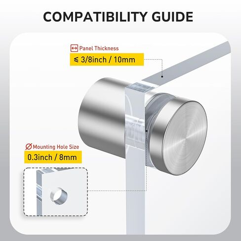 8 PCS Stainless Steel Standoff Screws (1 in. Dia x 1 in. L), Wall Stand Off Mounting Hardware Advertising for Acrylic Sign Holder, Silver in Kuwait