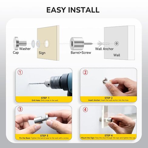 8 PCS Stainless Steel Standoff Screws (1 in. Dia x 1 in. L), Wall Stand Off Mounting Hardware Advertising for Acrylic Sign Holder, Silver in Kuwait