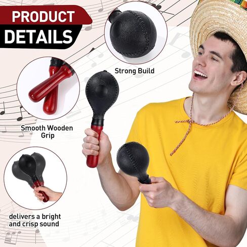 Boao 16 Pcs Maracas for Adults Bulk 10.2 Inch Durable Percussion Instrument Rumba Hand Shakers Musical Maracas with ABS Plastic Shells and Wooden Handles Clear Rhythm for Music Parties Performance in Saudi Arabia