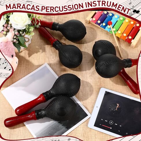 Boao 16 Pcs Maracas for Adults Bulk 10.2 Inch Durable Percussion Instrument Rumba Hand Shakers Musical Maracas with ABS Plastic Shells and Wooden Handles Clear Rhythm for Music Parties Performance in Saudi Arabia