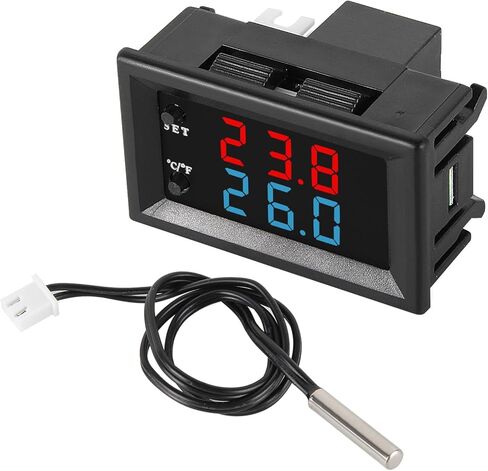 4pcs Temperature Controller -50 to 110 Celsius (-58 to 230 F) DC 12V Programmable Heating/Cooling Thermostat Control Switch Module NTC Waterproof Sensor Probe Dual Color LED Display Monitor in Saudi Arabia