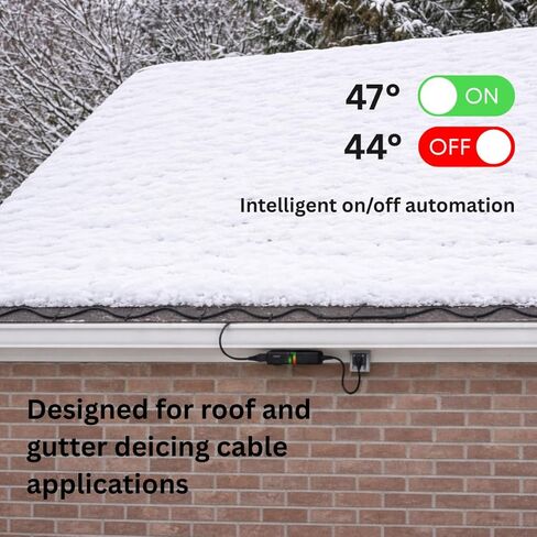 مفتاح ذكي لدرجة الحرارة والرطوبة، وحدة تحكم في كابل تسخين السقف لإزالة الجليد من السقف والمزراب، ترموستات موفر للطاقة، الاستخدام الخارجي، تشغيل/إيقاف تلقائي أقل من 37 درجة فهرنهايت (3 درجات مئوية) - أكثر من 44 درجة فهرنهايت (7 درجات مئوية)، 120 فولت in Kuwait