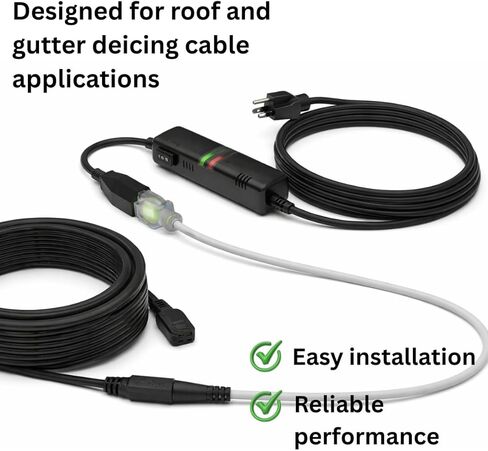 مفتاح ذكي لدرجة الحرارة والرطوبة، وحدة تحكم في كابل تسخين السقف لإزالة الجليد من السقف والمزراب، ترموستات موفر للطاقة، الاستخدام الخارجي، تشغيل/إيقاف تلقائي أقل من 37 درجة فهرنهايت (3 درجات مئوية) - أكثر من 44 درجة فهرنهايت (7 درجات مئوية)، 120 فولت in Kuwait