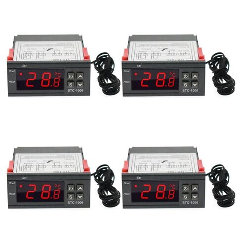 4PCS STC-1000 Digital Temperature Controller AC 10A 110V-220V Digital LED Temperature Controller Heating Cooling Centigrade Thermostat 2 Relays Output with NTC Sensor Probe (220V) in Saudi Arabia