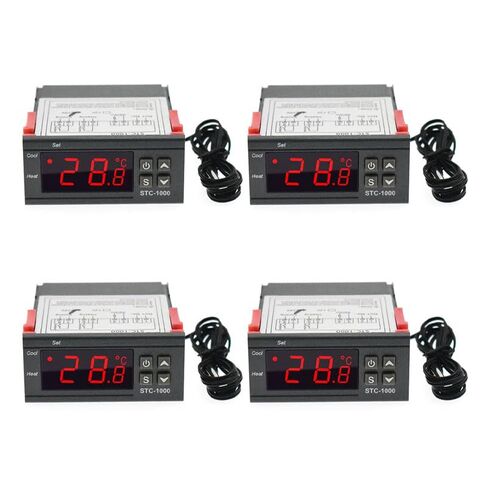 4PCS STC-1000 Digital Temperature Controller AC 10A 110V-220V Digital LED Temperature Controller Heating Cooling Centigrade Thermostat 2 Relays Output with NTC Sensor Probe (220V) in Saudi Arabia