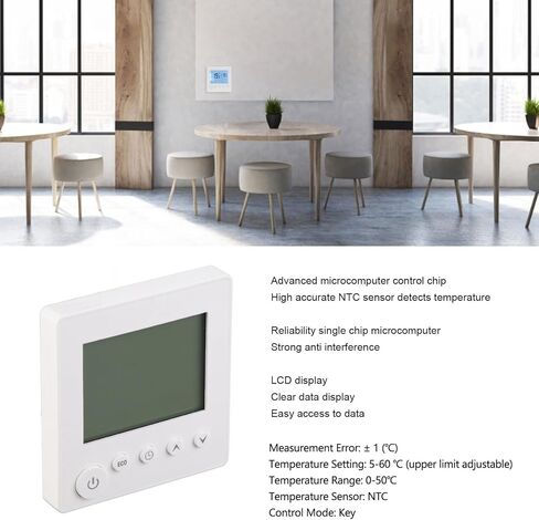 Smart Thermostat with LCD Display, 16A Keypad Temperature Controller for Electric Heating Systems, Microcomputer Control for Home Floor Heating and Radiators in Saudi Arabia