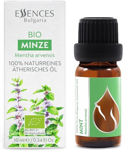 زيت النعناع العضوي العطري 1/3 أونصة سائلة (10 مل) مينثا أرفينسيس - 100% طبيعي نقي وغير مخفف، ناشر روائح علاجية عطرية منعشة وتبريد العضلات وتخفيف التوتر. in Kuwait