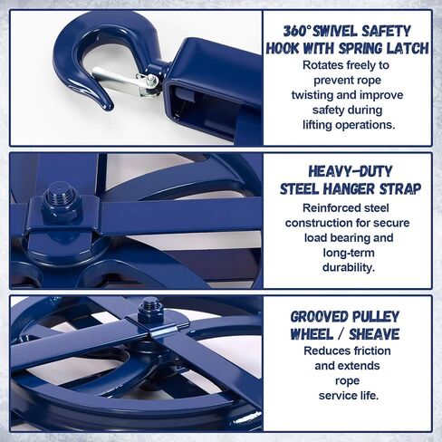 2 حزمة بكرة رافعة سقالة 12 "الثقيلة بكرة عجلة الجن الحديد الزهر مع السنانير 1000 رطل الأزرق مسحوق المغلفة عجلات السقالات كتلة رافعة سقالة لرفع البناء in Kuwait