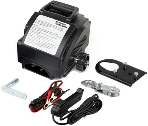 ونش كهربائي محمول 2000 رطل، 12 فولت 300 وات ونش كهربائي مسافة سحب 30 قدم مع جهاز تحكم عن بعد للسفن الصغيرة والسيارات والمركبات in Kuwait