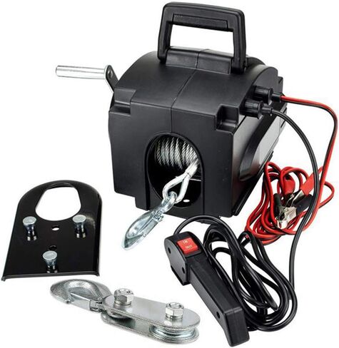 ونش كهربائي محمول 2000 رطل، 12 فولت 300 وات ونش كهربائي مسافة سحب 30 قدم مع جهاز تحكم عن بعد للسفن الصغيرة والسيارات والمركبات in Kuwait