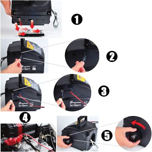 ونش كهربائي محمول 2000 رطل، 12 فولت 300 وات ونش كهربائي مسافة سحب 30 قدم مع جهاز تحكم عن بعد للسفن الصغيرة والسيارات والمركبات in Kuwait