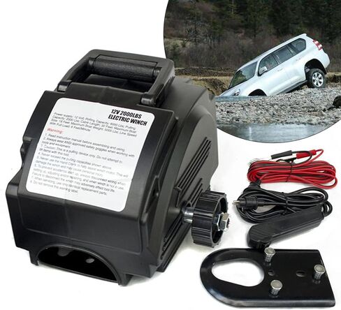 ونش كهربائي محمول 2000 رطل، 12 فولت 300 وات ونش كهربائي مسافة سحب 30 قدم مع جهاز تحكم عن بعد للسفن الصغيرة والسيارات والمركبات in Kuwait