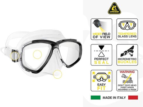 Adult Small Inner Volume Silicone Mask for Scuba, Snorkeling - Perla: Made in Italy by Cressi in Saudi Arabia