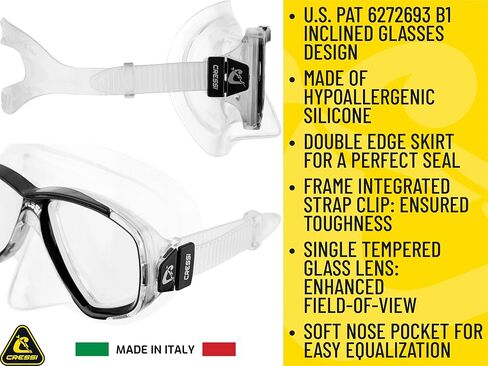 Adult Small Inner Volume Silicone Mask for Scuba, Snorkeling - Perla: Made in Italy by Cressi in Saudi Arabia