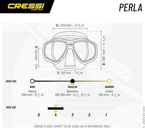 Adult Small Inner Volume Silicone Mask for Scuba, Snorkeling - Perla: Made in Italy by Cressi in Saudi Arabia