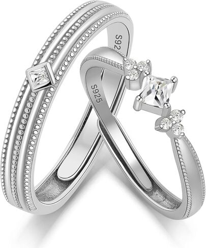 Meissa Matching Wedding Bands for Couples Promise Rings for Women 925 Sterling Silver Promise Ring Adjustable Rings for Men (1 Ring-2.9mm Width) in Saudi Arabia