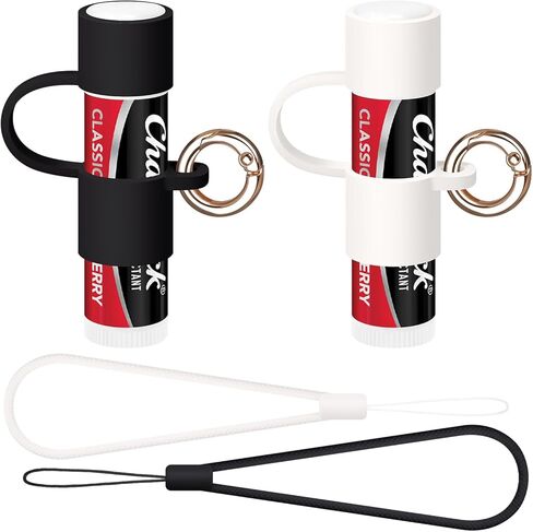 Chapstick Holder Keychain 2 Pcs - Lip Balm Holder Keychain for ChapStick Original 0.15oz - Plastic Lip Balm Holder with Secure Metal Keyring for Cute Women Gifts/Backpack Accessories in Saudi Arabia