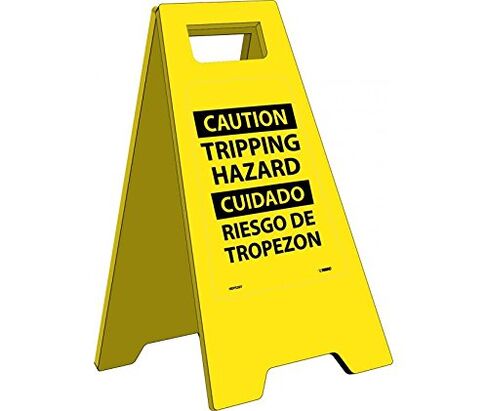 National Marker HDFS207"Caution Tripping Hazard" Floor Sign, Heavy Duty, Bilingual, 24.63" x 10.75" in Kuwait