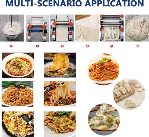 Buhelyc Pasta Making Machine Full Stainless SteelElectric Noodle&Dumpling Maker Auto Noodle Cutter Thickness Adjustable for Home and Commercial(Size:FKM180) in Saudi Arabia