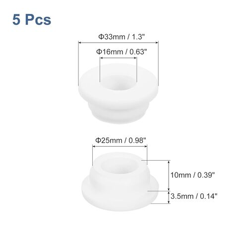 uxcell 5Pcs Rubber Grommets 1"(25mm) Drill Hole, 5/8"(16mm) ID Hole Top Hat Grommet White Silicone Rubber Hole Plug Gasket for Wiring, Automotive in Saudi Arabia