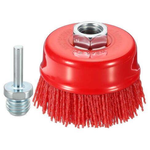 Wire Brush for Angle Grinder Kit, 2pcs Crimped Wire Brushes for Grinder with 5/8"-11 Arbor, [for Heavy Rust Deburring Paint Removal] - 0.05in Nylon Wire(4in), Red in Saudi Arabia