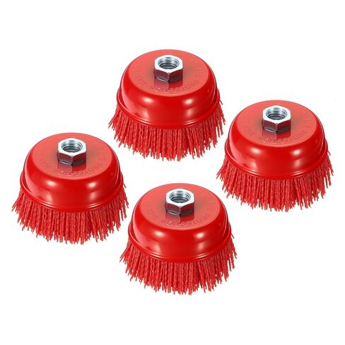 Wire Cup Brush for Angle Grinder, 4pcs 3in Crimped Wire Brush for Grinder with 5/8"-11 Arbor, [for Light Rust Deburring Paint Removal] - 0.05in Nylon Wire/80 Grit in Saudi Arabia