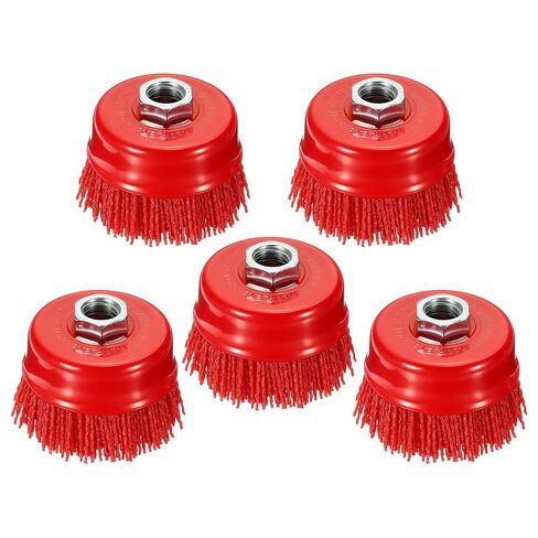 Wire Cup Brush for Angle Grinder, 4pcs 3in Crimped Wire Brush for Grinder with 5/8"-11 Arbor, [for Light Rust Deburring Paint Removal] - 0.05in Nylon Wire/80 Grit in Saudi Arabia