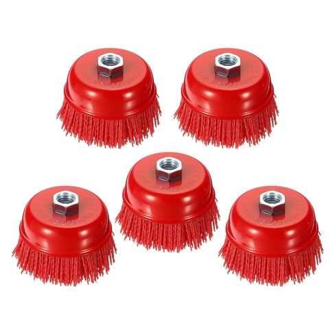 Wire Cup Brush for Angle Grinder, 4pcs 3in Crimped Wire Brush for Grinder with 5/8"-11 Arbor, [for Light Rust Deburring Paint Removal] - 0.05in Nylon Wire/80 Grit in Saudi Arabia