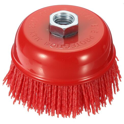 Wire Cup Brush for Angle Grinder, 4pcs 3in Crimped Wire Brush for Grinder with 5/8"-11 Arbor, [for Light Rust Deburring Paint Removal] - 0.05in Nylon Wire/80 Grit in Saudi Arabia