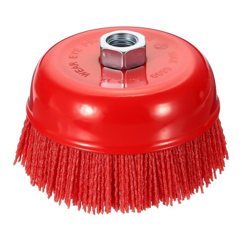 Wire Cup Brush for Angle Grinder, 4pcs 3in Crimped Wire Brush for Grinder with 5/8"-11 Arbor, [for Light Rust Deburring Paint Removal] - 0.05in Nylon Wire/80 Grit in Saudi Arabia