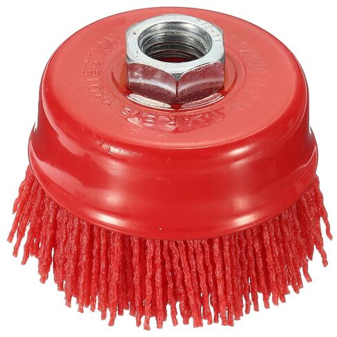 Wire Cup Brush for Angle Grinder, 4pcs 3in Crimped Wire Brush for Grinder with 5/8"-11 Arbor, [for Light Rust Deburring Paint Removal] - 0.05in Nylon Wire/80 Grit in Saudi Arabia