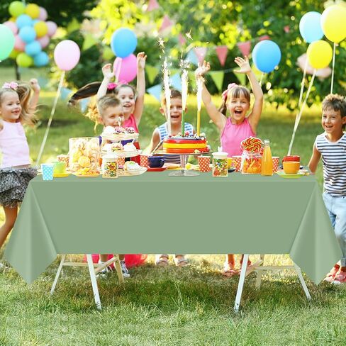 2 Pcs Sage Green Tablecloth Plastic 54 ×108 Inches Rectangle Sage Green Tablecloth Disposable Plastic Waterproof Table Cover for Outdoor Picnic, Kitchen, Holiday Birthday Wedding Baby Shower Party in Kuwait
