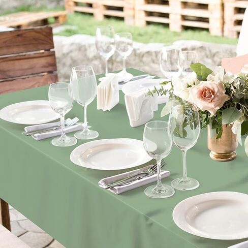 2 Pcs Sage Green Tablecloth Plastic 54 ×108 Inches Rectangle Sage Green Tablecloth Disposable Plastic Waterproof Table Cover for Outdoor Picnic, Kitchen, Holiday Birthday Wedding Baby Shower Party in Kuwait