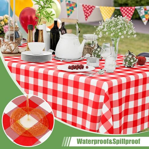 Smiry 3 Pack Red Gingham Disposable Tablecloths - 54" x 108" Rectangle Plastic Checkered Table Cloth, Waterproof Buffalo Plaid Table Covers for Picnic, Outdoor, Birthday, Party in Saudi Arabia